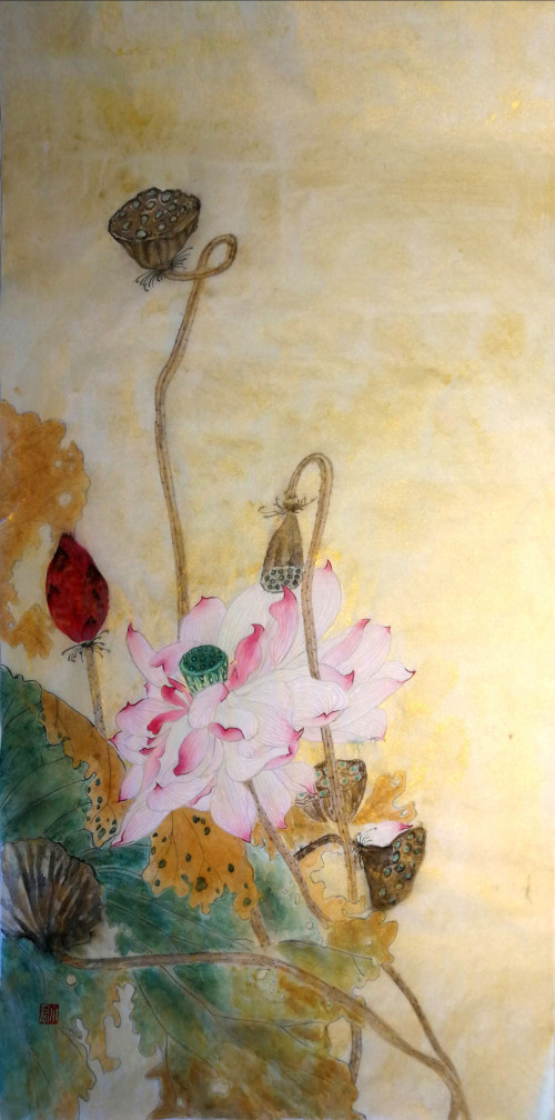 荷花莲蓬 国画66*33cm 1599